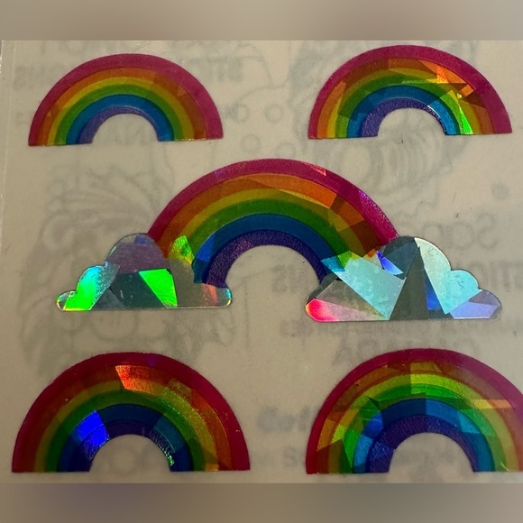 Sandy lion vintage sticker prismatic rainbow  cloud set - Picture 3 of 4